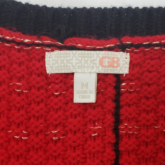 Gianni Bini Button Back Metallic Stitch Knit Sweater Holiday/Christmas/New Years - Picture 5 of 5